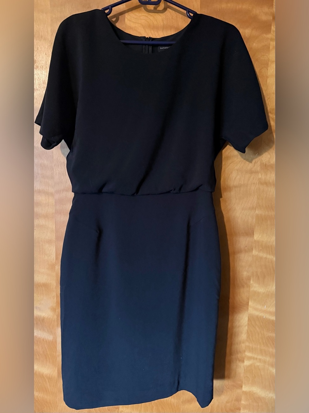 Banana Republic Black Midi Blouson Sheath Dress Size 4